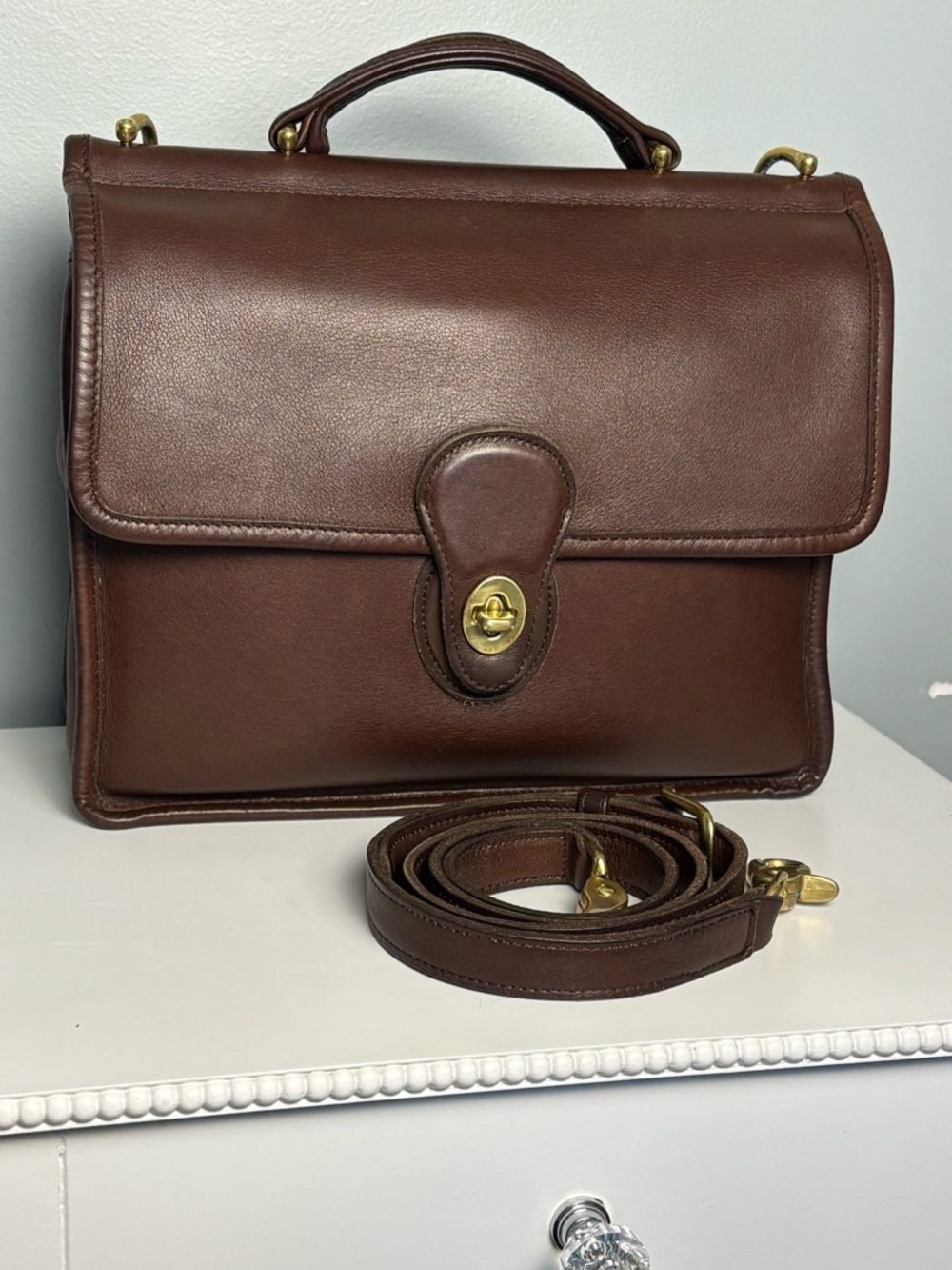 🤎 GORGEOUS Vintage Coach Willis 9972 Brown Leather Bag 🤎